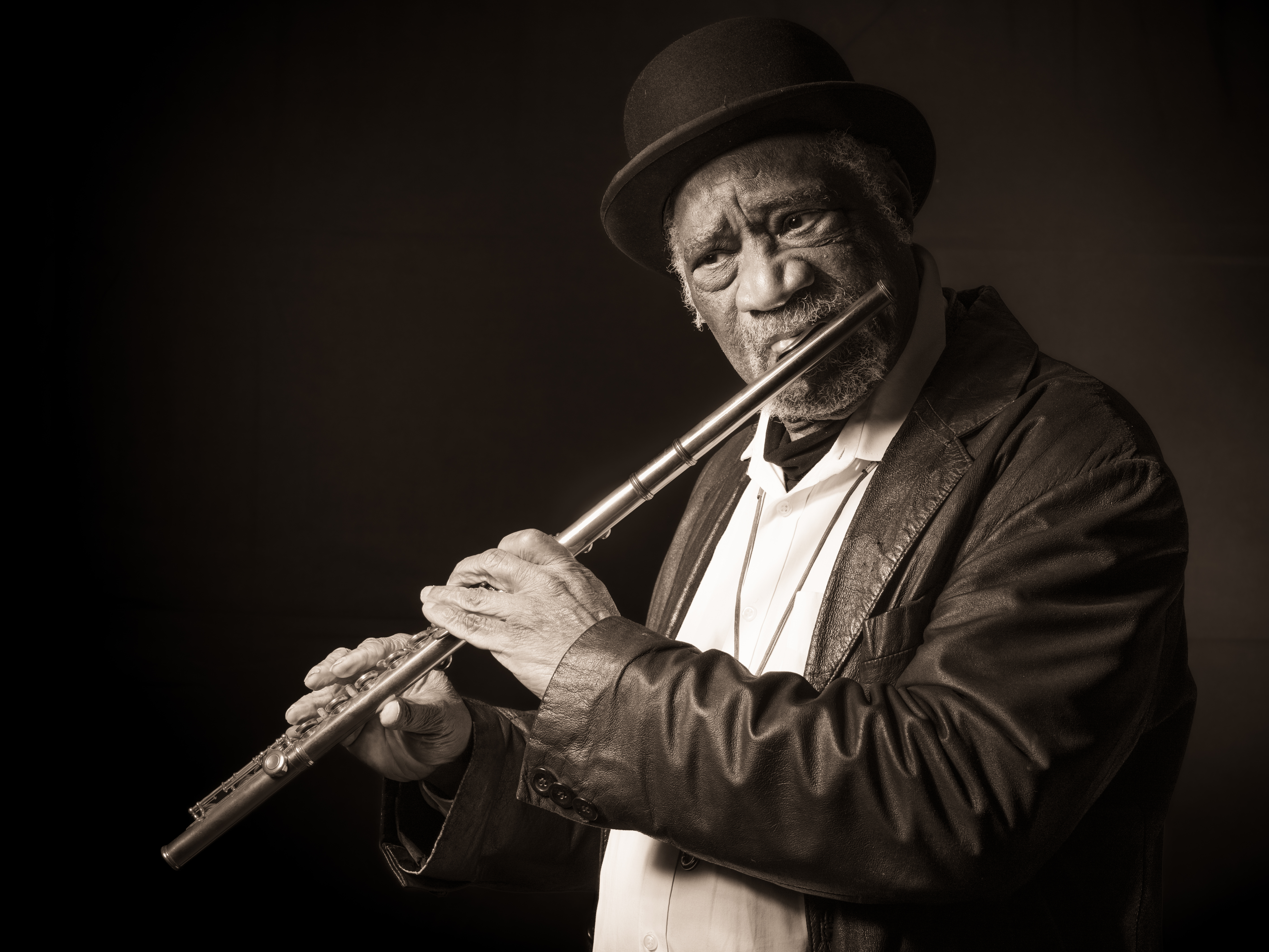 Portret van een musikant op de dwarsfkuit